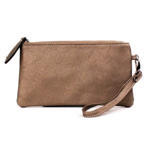 Top Zip Wristlet ,Pewter