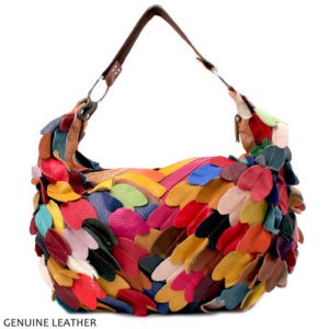 Multi Color Leather Leaf Hobo