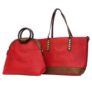 RED/BRN TOTE W/ CLUTCH