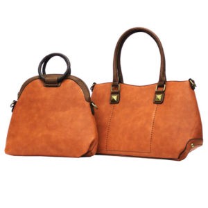 ORANGE/BRN TOTE W/ CLUTCH